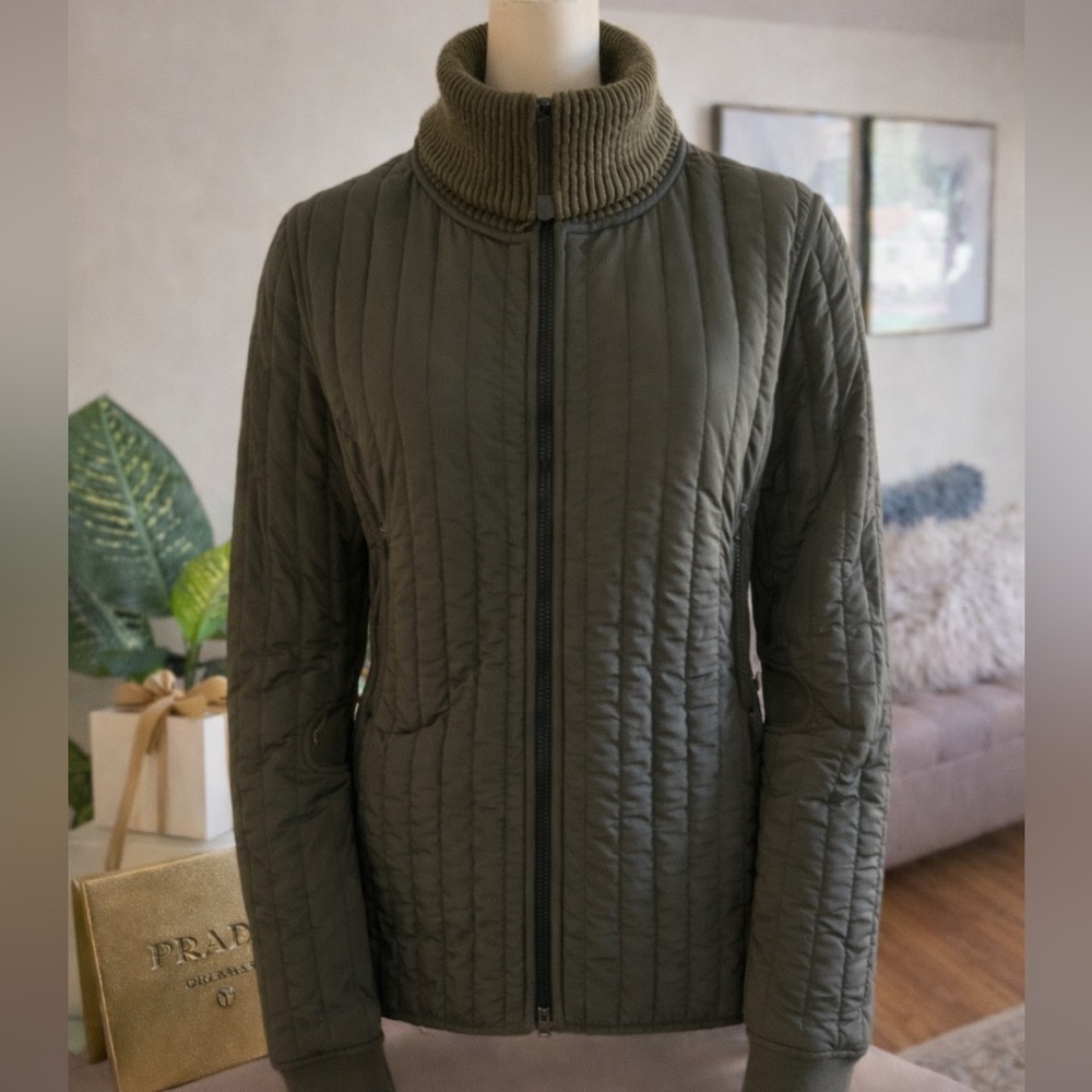 πHPπ PRADA Olive Green Quilted Double Zip Nylon Jacket - Picture 2 of 16